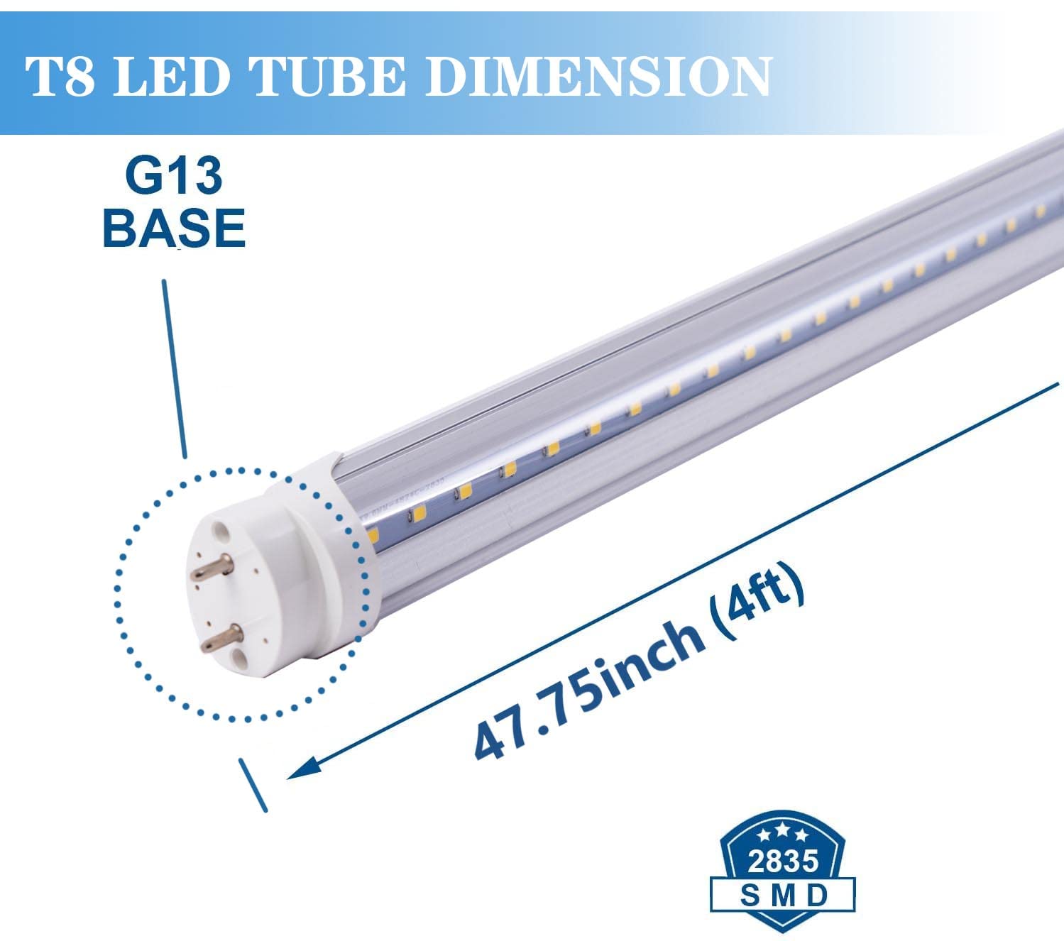 Mkujoo 12 Pcs 4Ft 24W T8 Led Tube Light White Daylight 6000K 4' Led Bulbs Garage Warehouse Shop Light Ballast Bypass G13 Base T1