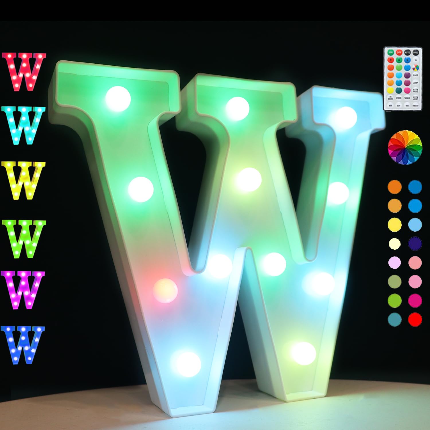 OYCBUZO LED Marquee Letter Lights - 18 Color Changing Alphabet Sign with Remote Timer - Plastic - for Bedroom, Wedding, Party - Colorful