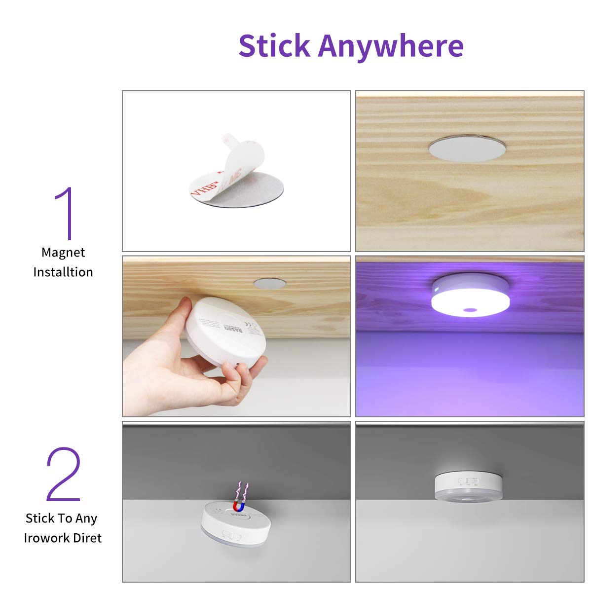 Bason Lighting Tap Light, Push Light, Led Puck Lights With Remote, Wireless Rgb Rechargeable Puck Light, Night Lights For Closet