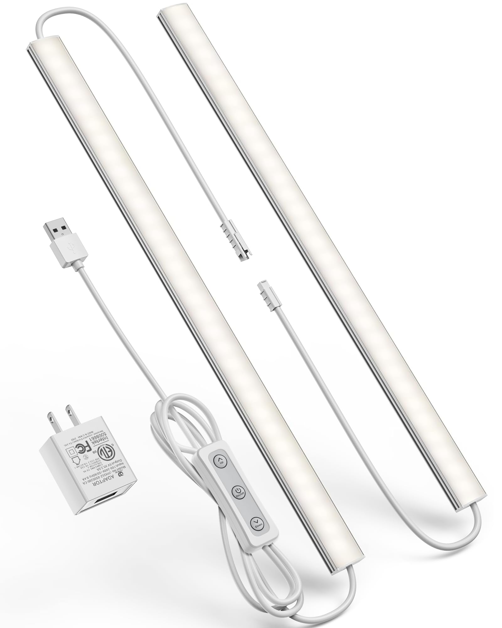 Asoko Home Dimmable Wired Under Cabinet Lighting - 2 Pack Of 12-Inch Daylight 4000K Linkable Usb Led Lights For Kitchen  Desk  Sink  And Workbench