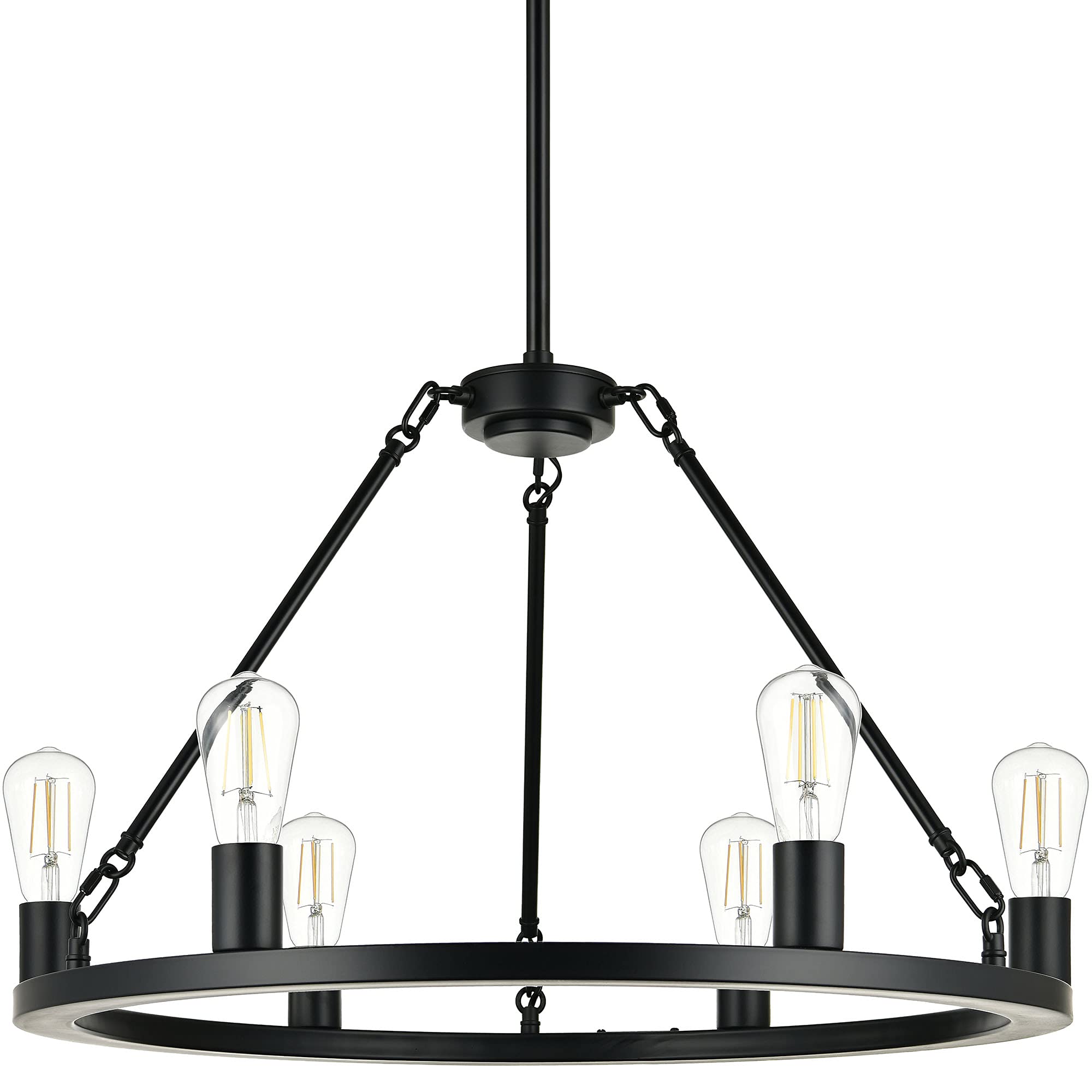 Linea di Liara Sonoro Black Chandelier Dining Room Light Fixture Small Wagon Wheel Chandelier Rustic Round Industrial Modern Far