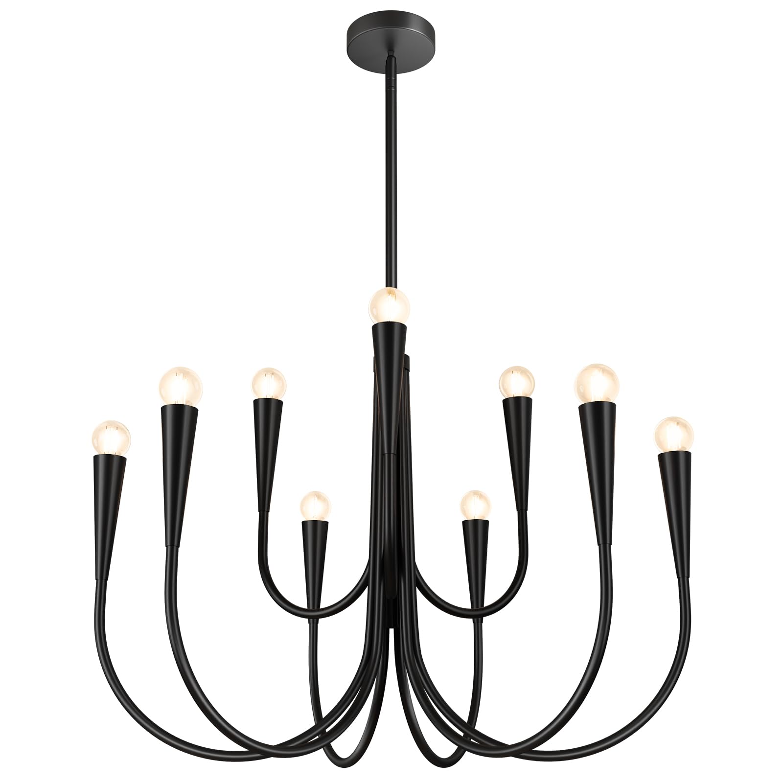 Magiroz Farmhouse Living Room Black Chandelier Large Industrial Iron Chandeliers 9-Lights Candle Chandelier Light Fixture Rustic