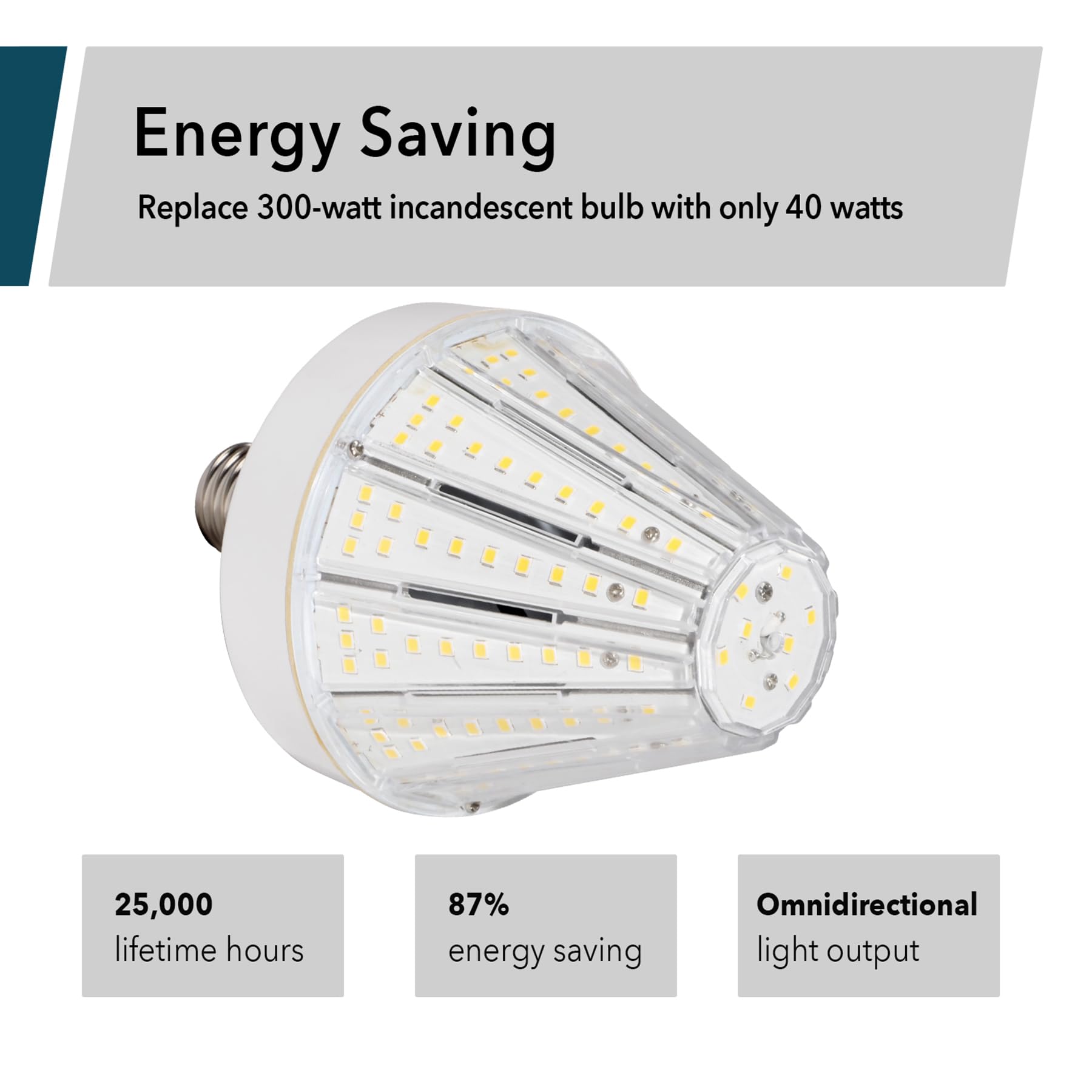 Gt-Lite 2-Pack 10400 Lumen Led Bulbs, Uses 40 Watts, Replacement For 300-Watt Incandescent,Energy Saving, Easy To Install, Garag