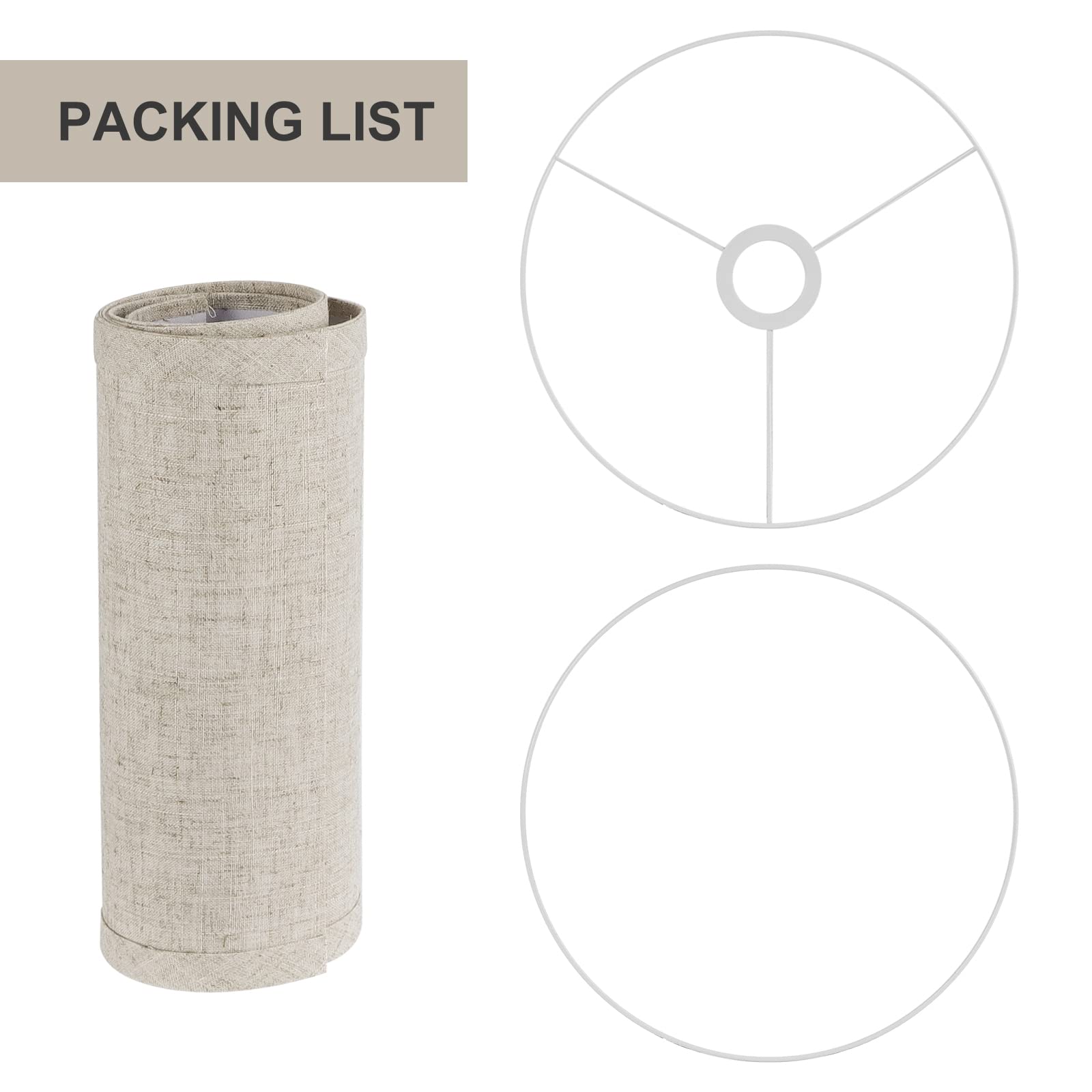 ROTTOGOON Fabric Drum Lampshade, Beige Linen, 11inx11inx8in, Assembly Required, Classic Modern Style, Spider Fitter, Model H-philwin-006