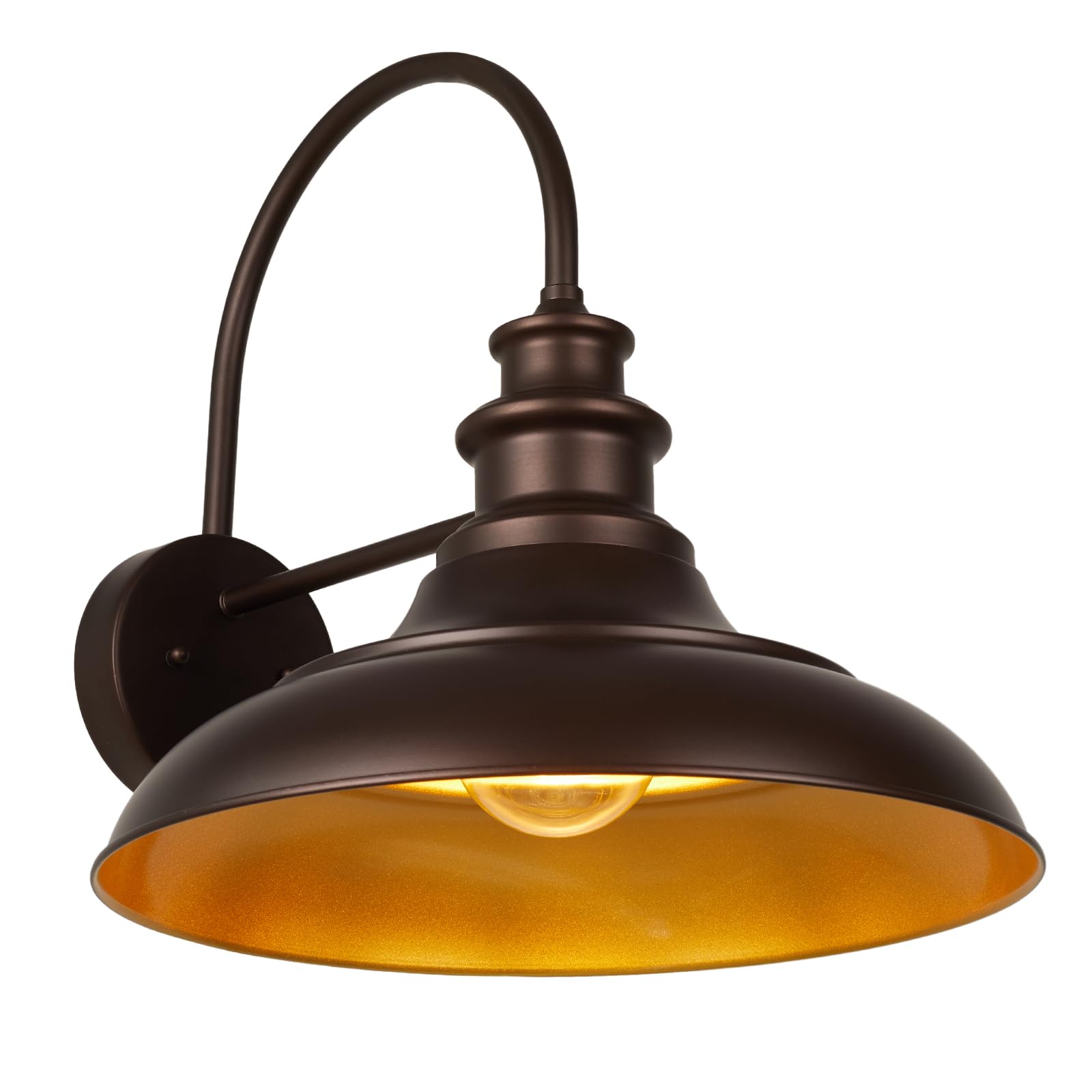 Diyel Outdoor Barn Light Fixture  16 Inch Large Dome Farmhouse Exterior Wall Mount Light  Rustic Wall Sconce Indoor Wall Lighting Fixture  Industrial Bronze Gold Lantern For Porch  1 Pack