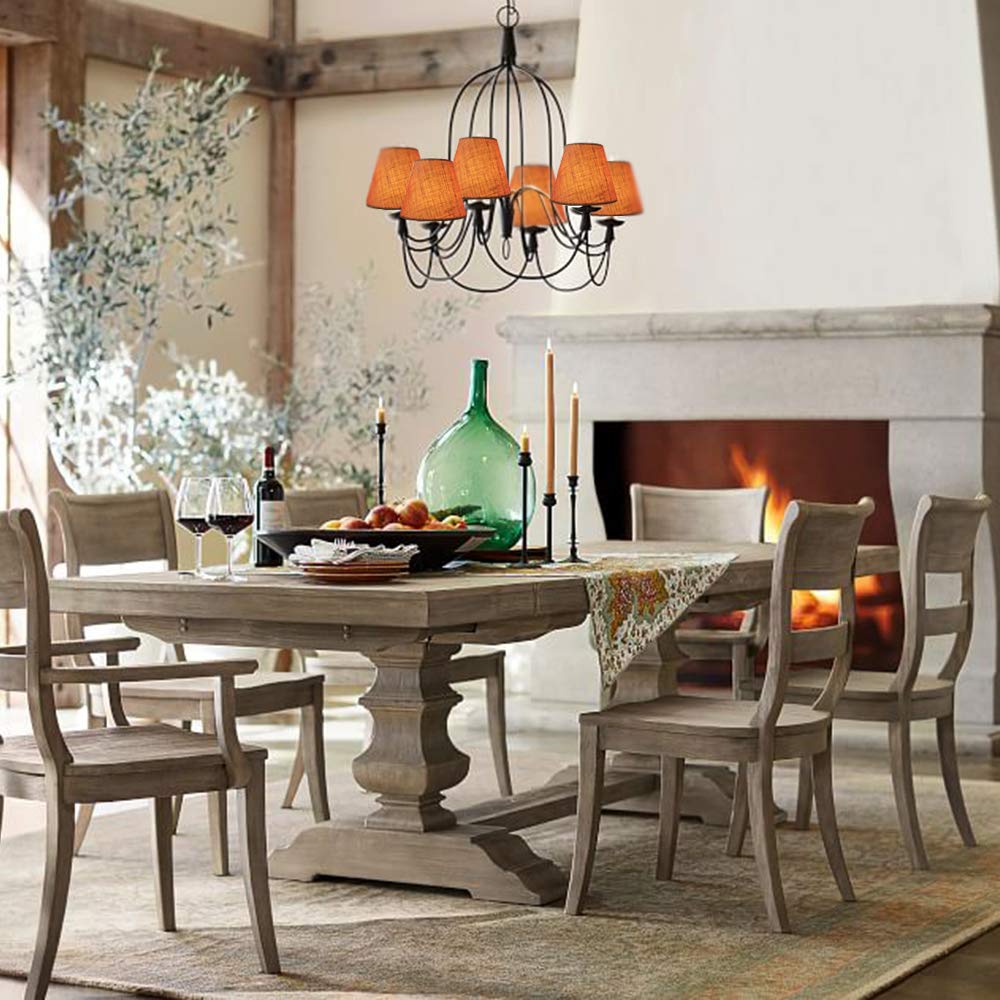 Eurus Home Small Lamp Shade Set Of 6 Burlap Chandelier Shades 3X6X5 Natural S03