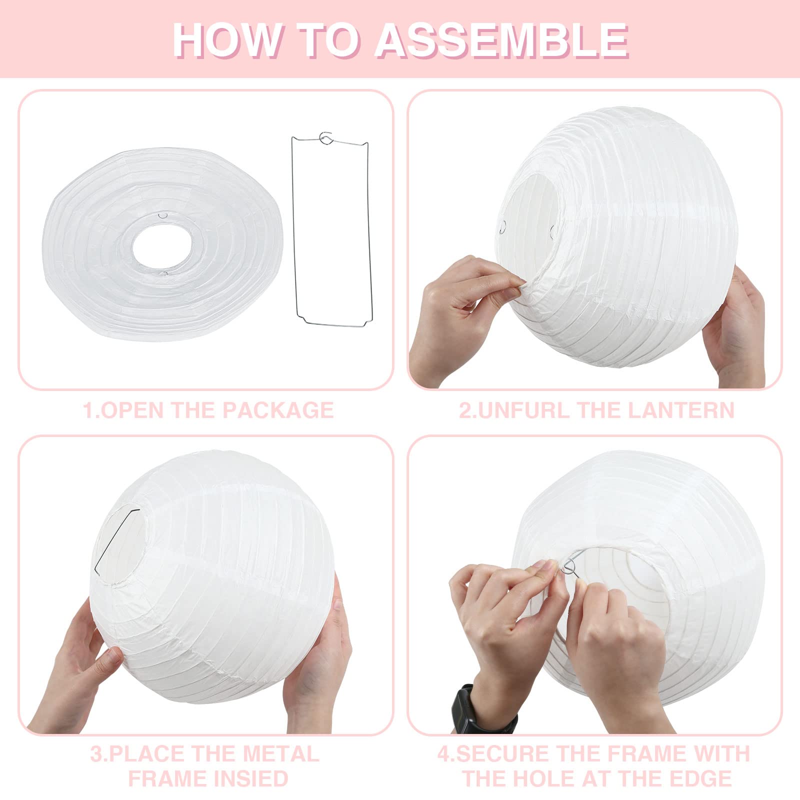 Lihao 6 Inch White Round Paper Lanterns (10 Pack)
