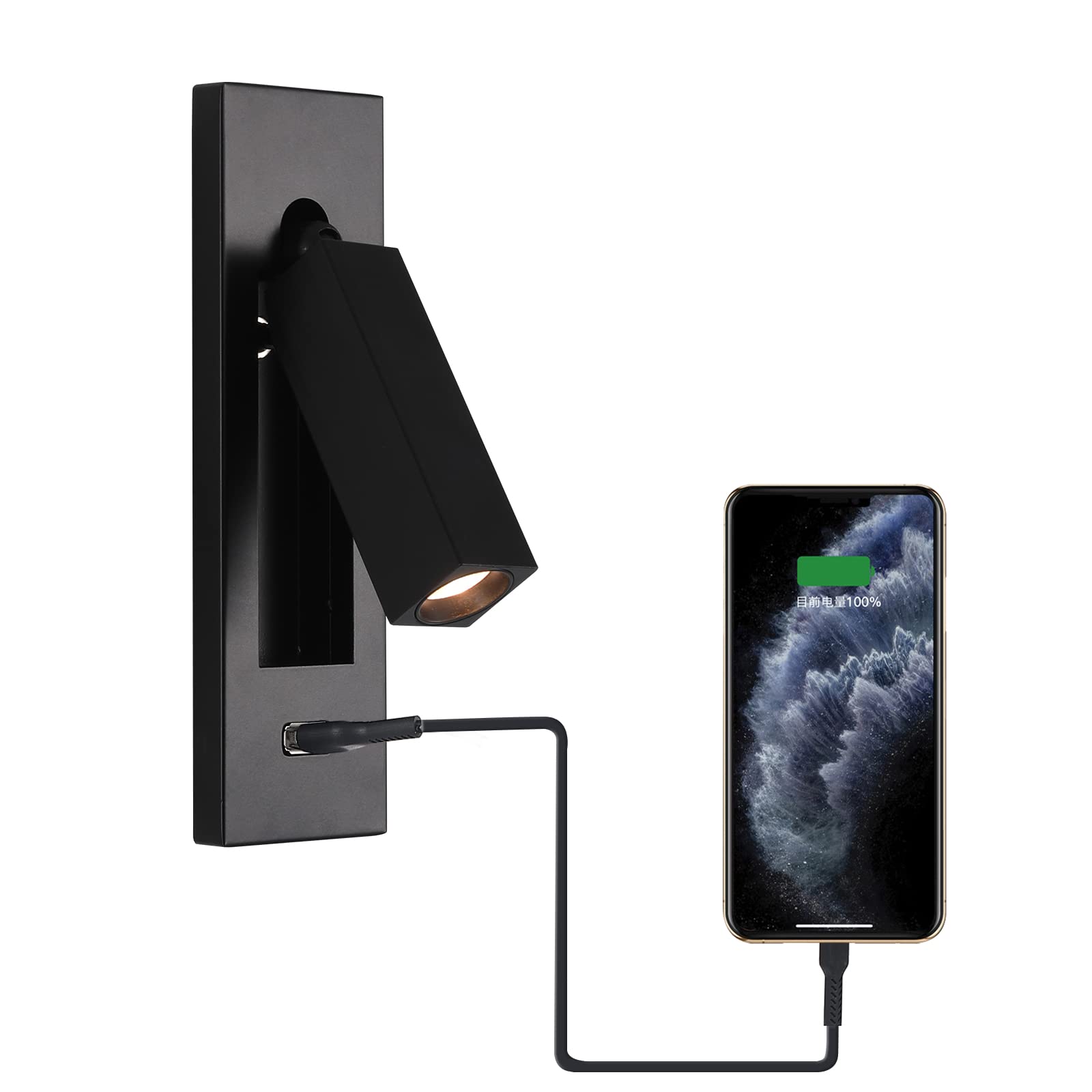 Wall Mounted Reading Light With Usb, Led Bedside Reading Light With Switch, Adjustable Recessed Headboard Reading Lights Wall Sc