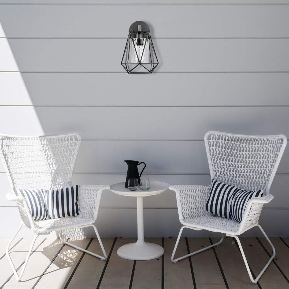 Globe Electric 44300 1-Light Outdoor/Indoor Wall Sconce, Black, Metal, 11.9 Inches, Clear Glass Shade