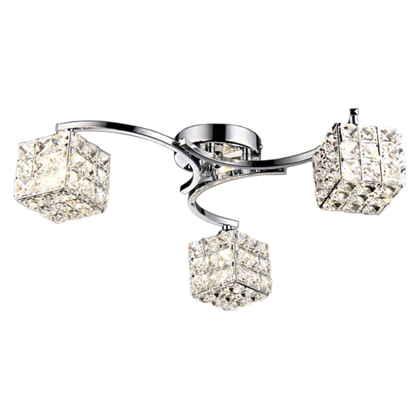 Whse of Tiffany 3-Light Ceiling Lamp RL8088, Chrome and Glass, 22in