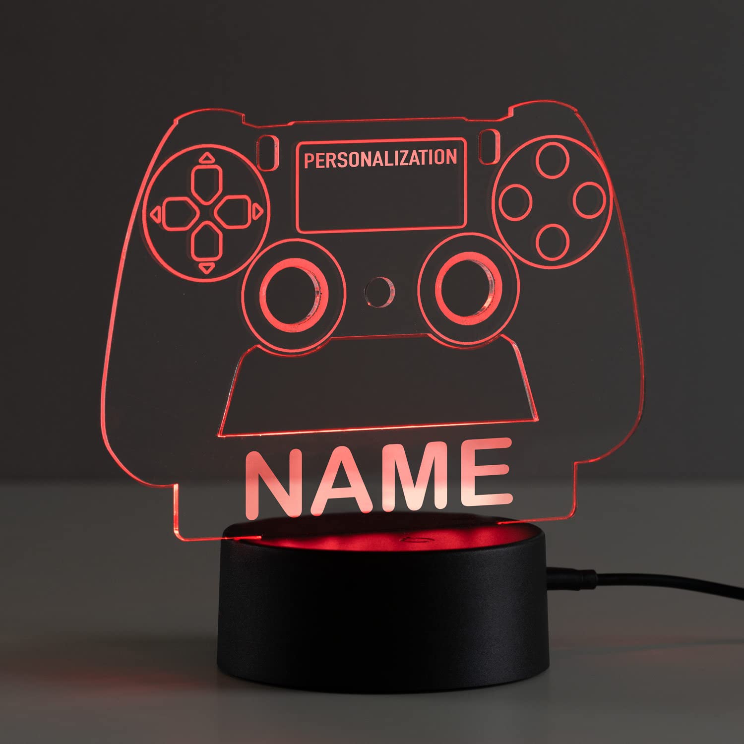 Personalized  t Game Controller LED Night Light with Custom Name, Acrylic, 5.5x8.5, Multicolor