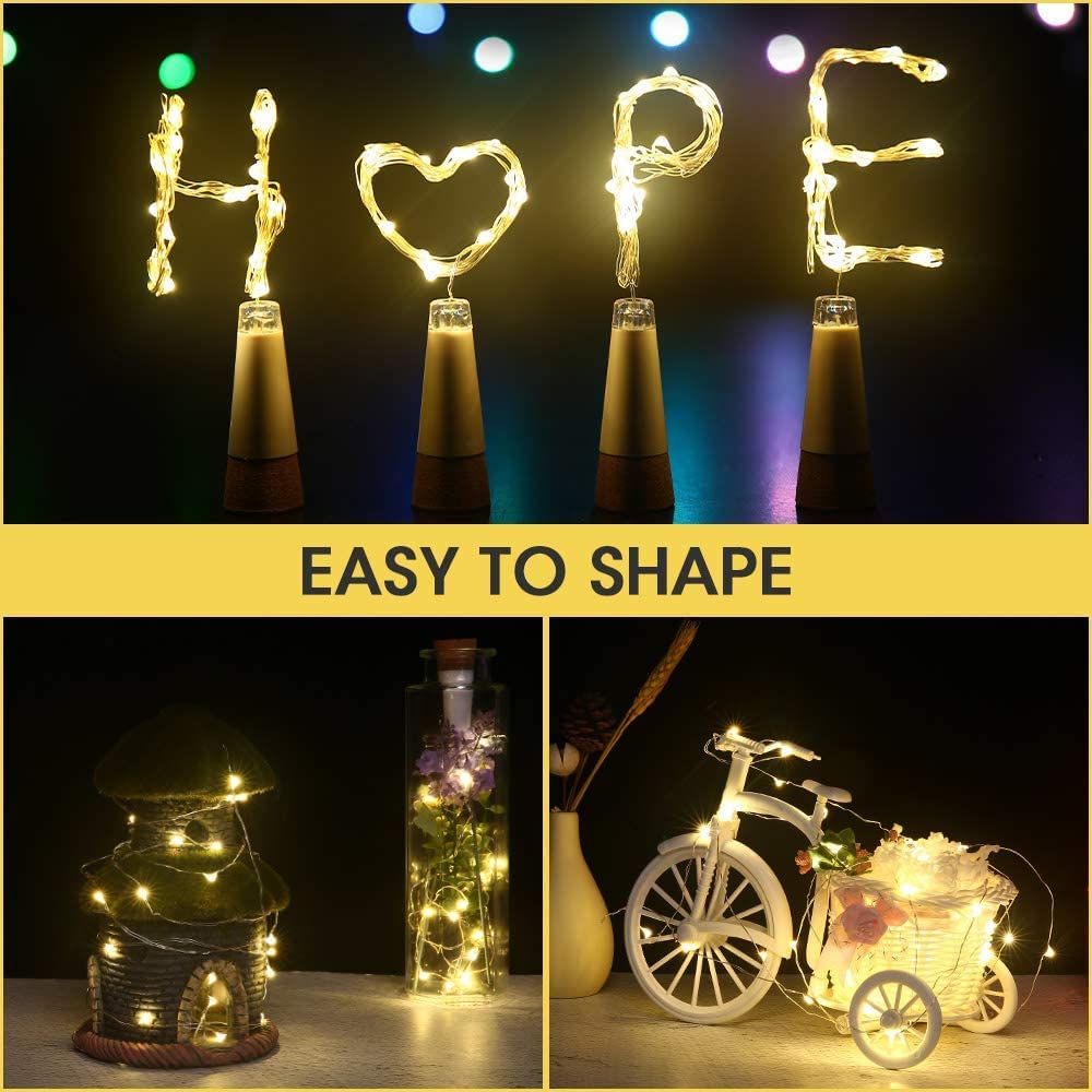 Ceepko Usb Bottle Lights Rechargeable, Rechargeable Wine Bottle Lights, 15Led 59Inch Copper Wire Waterproof Fairy Cork String Lights For Party Halloween Christmas Decorations (Warm White, 4 Pack)