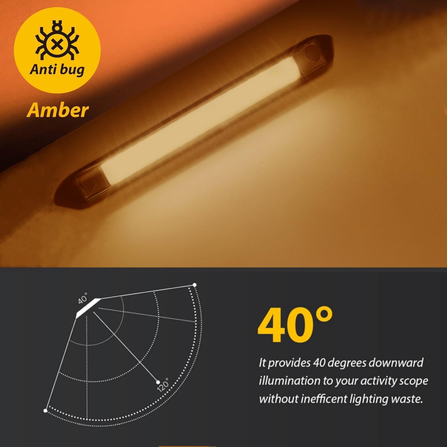 Dream Lighting RV Exterior Awning Light Fixture 12V LED Waterproof 9.84 Inch Amber Light Black Shell Model 1754f578