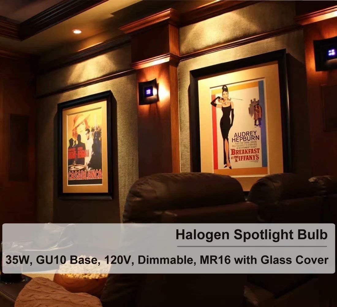 Vinaco GU10 Halogen Bulbs, 6 Pack, Dimmable, 35W MR16, Warm White, Glass, Ideal for Track & Recessed Lighting