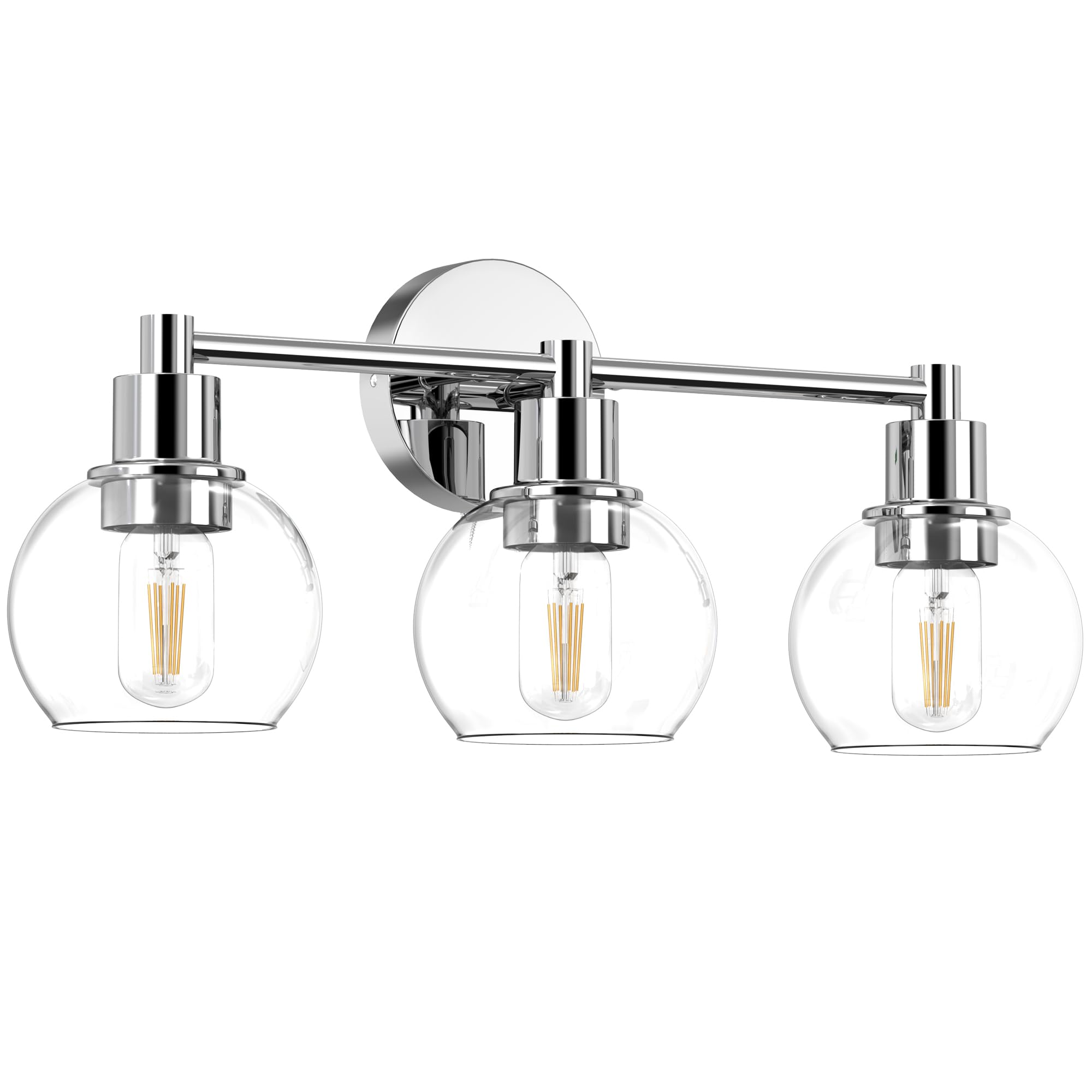 Espird Polished Chrome 3 Light Bathroom Vanity Fixture - Industrial Farmhouse Wall Sconce