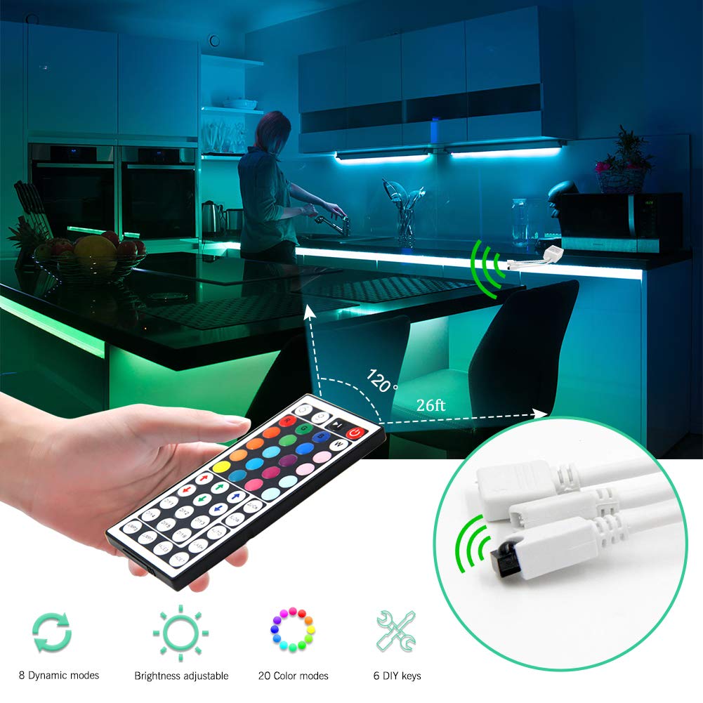 Phopollo 44-Key Ir Remote Controller For 5050 12/24V Led Strip Lights - Transparent
