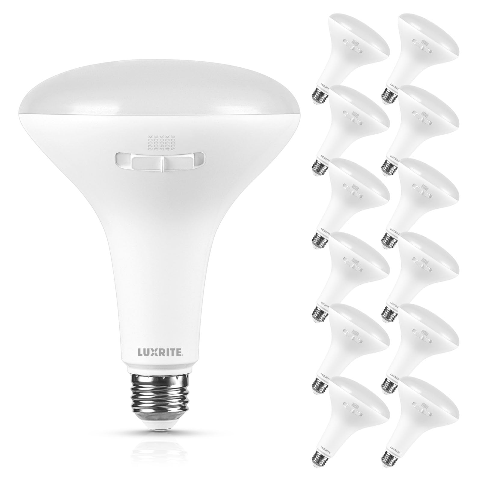 LUXRITE BR40 LED Light Bulb, 12W (75W Equivalent), Dimmable, 1080 Lumens, 5CCT, E26 Medium Base, 12