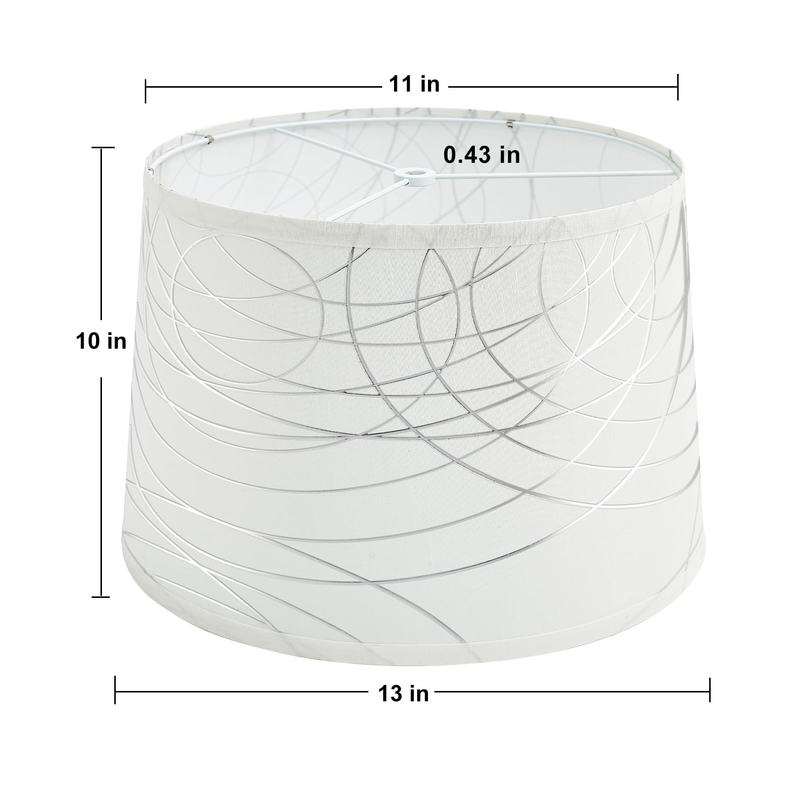 White Lampshades Set Of 2 For Table Floor Lamp, Lampshades With With Line Design, 12.7'' Top X 12.7'' Bottom X 10'' High, Natura