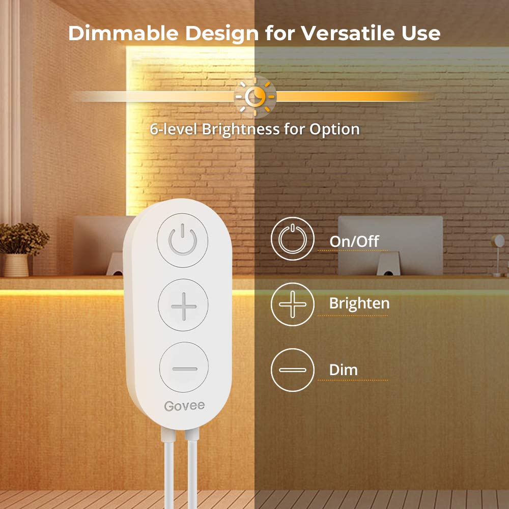 Govee Warm White Led Strip Lights, Bright 300 Leds, 3000K Dimmable Light Strip 16.4Ft With Control Box, Led Lights For Bedroom, Kitchen Cabinets, Living Room, Etl Listed Adapter Included