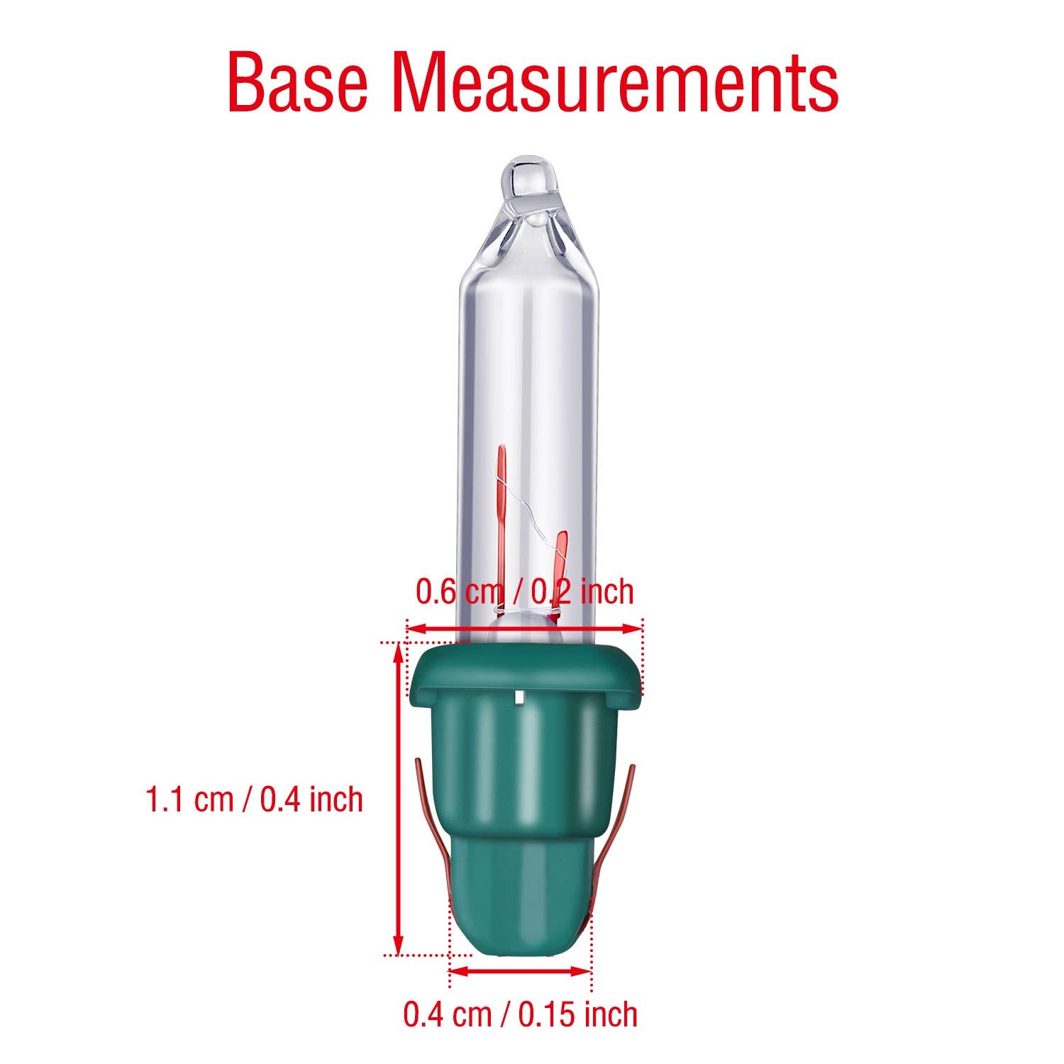 Mudder Christmas Mini Light Bulbs, 2.5V Incandescent, Clear Glass, Green Base, 0.17A, 0.425W - 400 Count