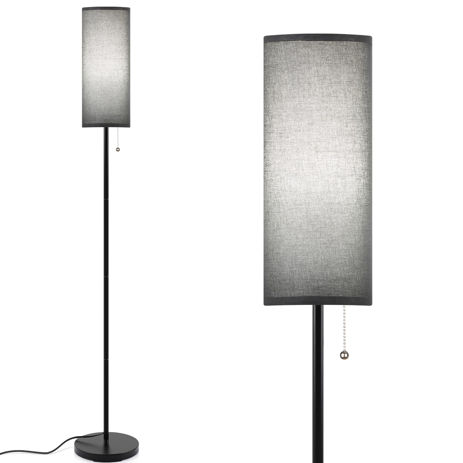 Coucrek Floor Lamp - Modern Standing Lamp, 3 Color Temperatures, Black, Model F036-BL, Metal Design for Living Room, Office, Reading