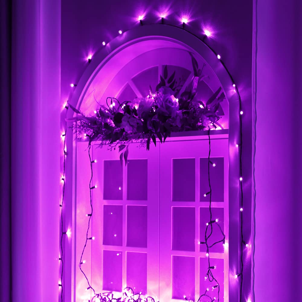 Purple String Lights Halloween Decoration, 200 Led 66 Ft Outdoor Waterproof Decorative Led String Lights, 8 Modes Halloween Fair