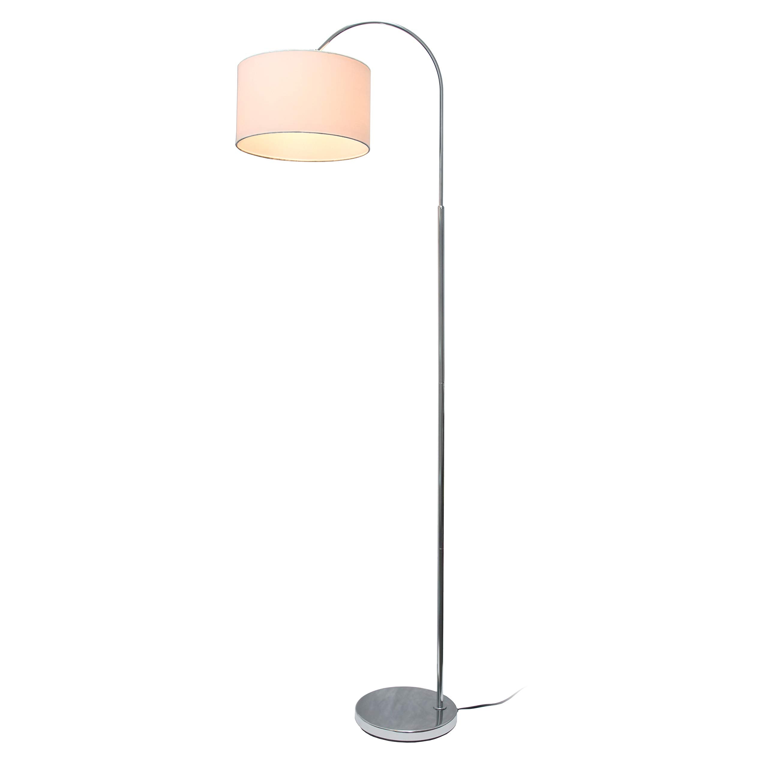 Simple Designs Lf2005-Wht Arched Brushed Nickel Floor Lamp With White Fabric Shade