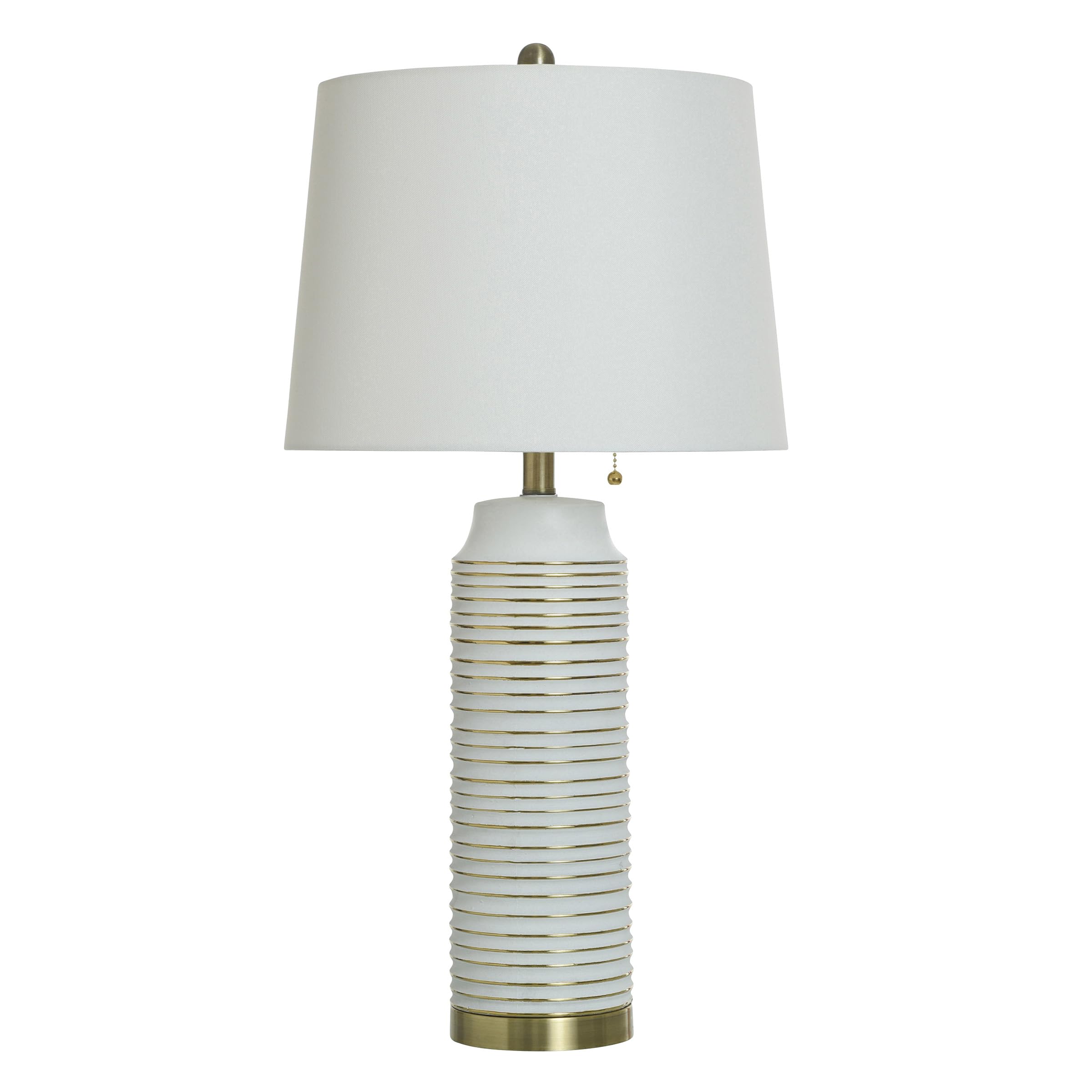 Style Craft Annie - Ceramic Table Lamp - White Gold Finish - White Shade