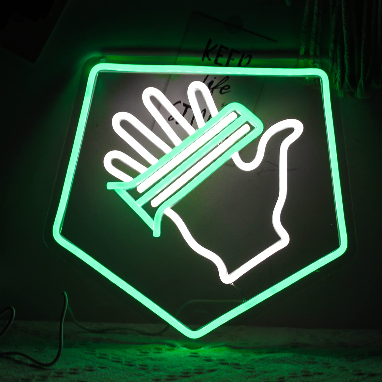 Jesalah LED Gaming Sign for Wall Decor, 12.6inx13.4in, Green White, PVC Silicone Acrylic, Ideal for Teen Boys Room, Man Cave, Birthday Gift