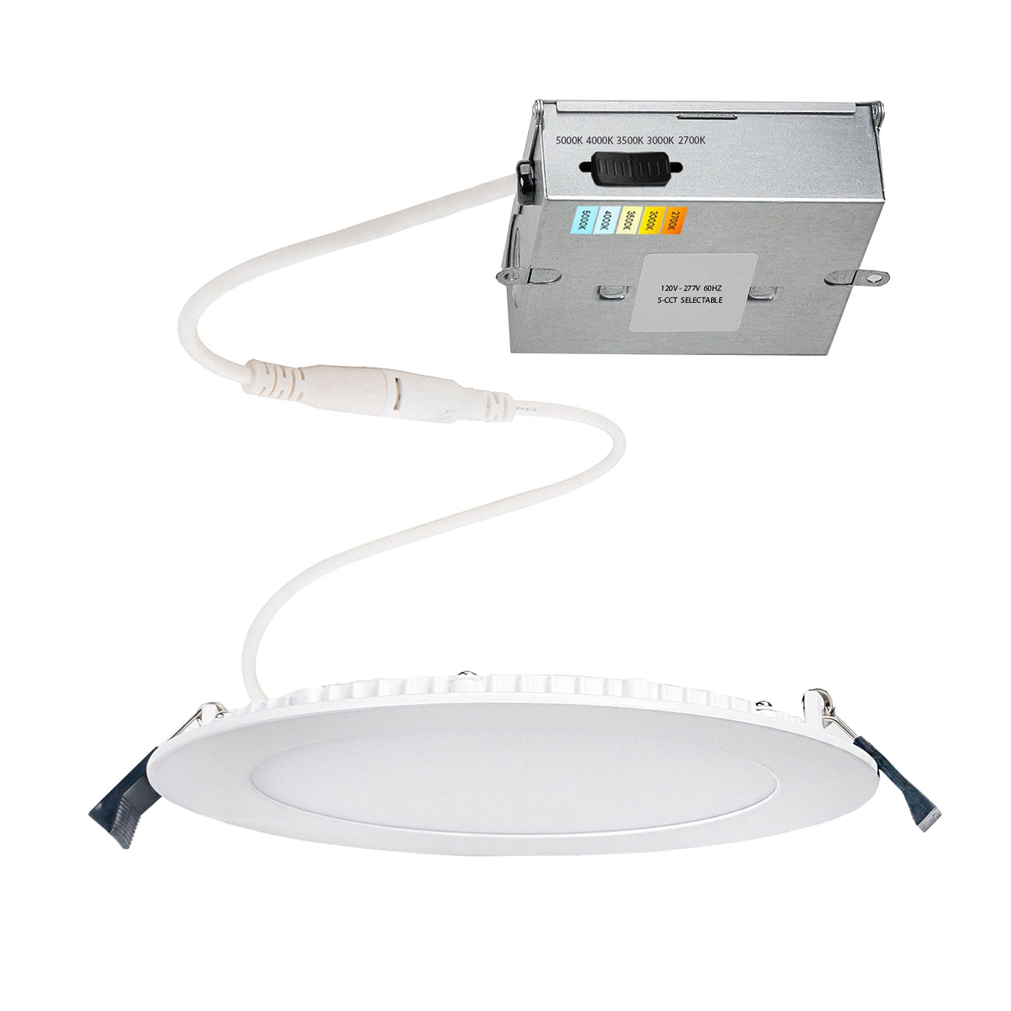 WAC Lighting, Lotos 4in LED Round 5-CCT Selectable 2700K-3000K-3500K-4000K-5000K Recessed Kit in White