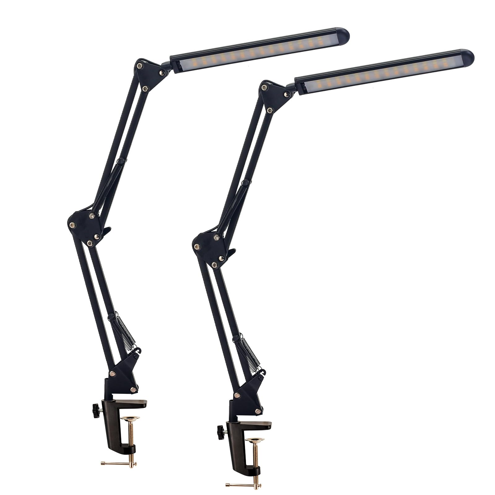 Taigeguang LED Desk Lamp,Eye-Caring Metal Swing Arm Desk Lamp with Clamp,10 Dimmable Brightness 3 Light Modes Reading Lamp,Desk