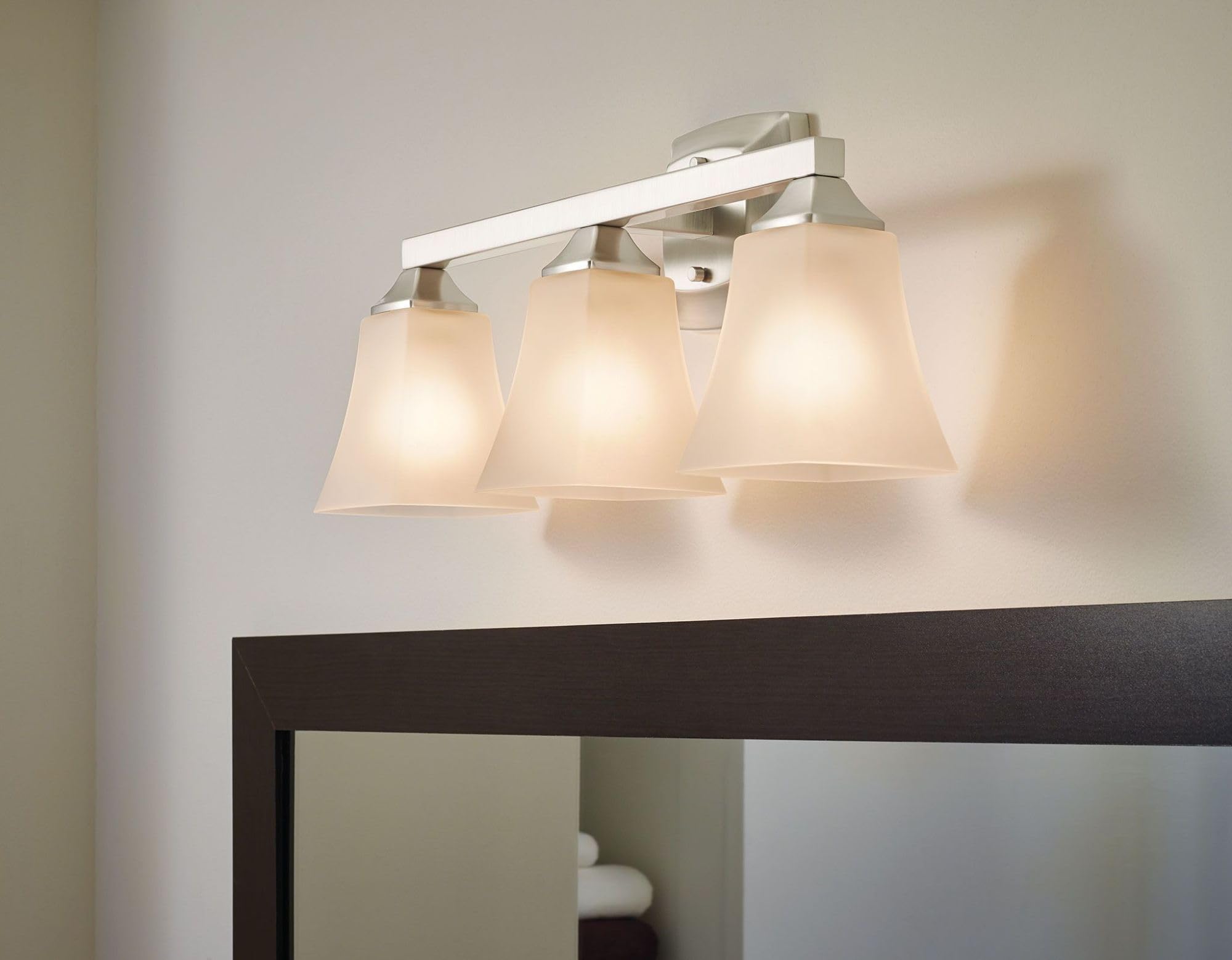 Moen Yb5163Orb Voss 3-Light Dual-Mount Bath Bathroom Vanity Fixture With Frosted Glass  Oil-Rubbed Bronze