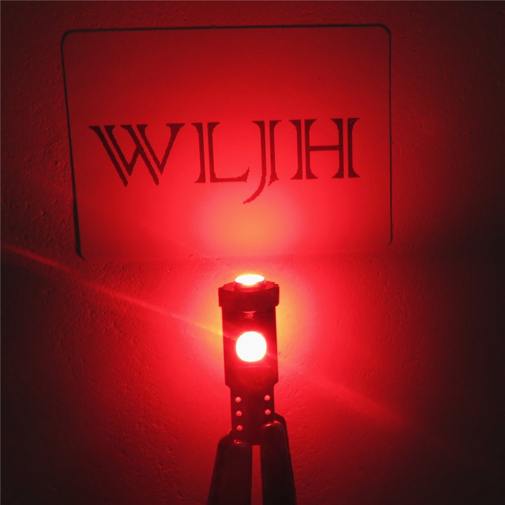 Wljh 6 Pack Super Bright 3030-3Smd T5 Canbus Error Free Red Instrument Cluster Panel Dash Light,Plug And Play