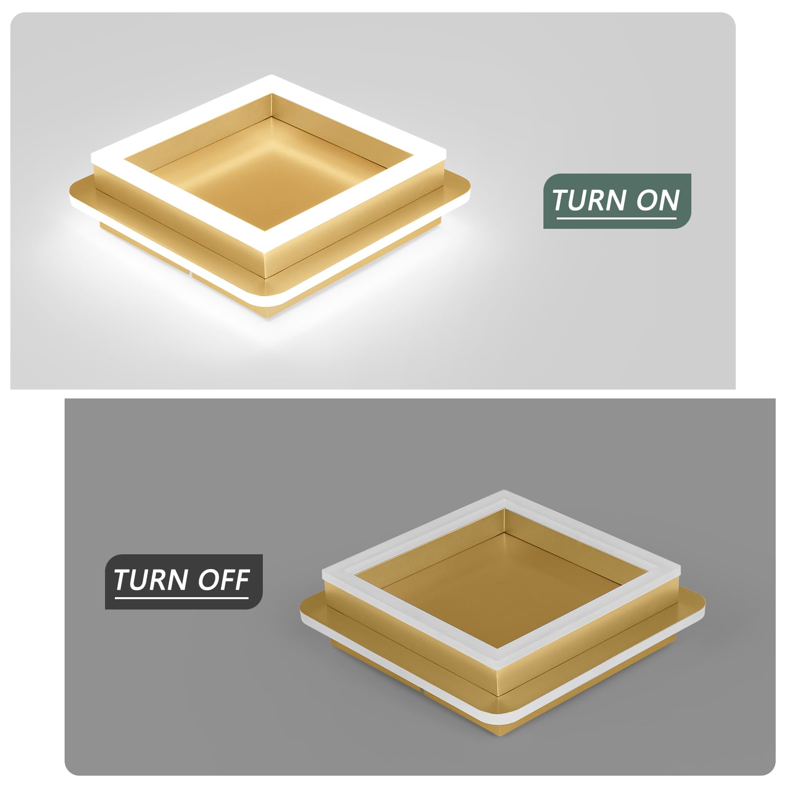 Caneoe Square Led Hallway Ceiling Light, Gold Modern Led Ceiling Light Fxitures, 6000K Cold White Small Flush Mount Ceiling Lamp