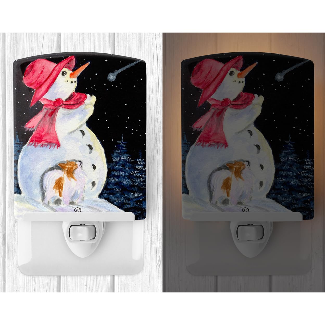 Carolines Treasures Ceramic Night Light, Snowman with Papillon, UL-Certified, 6x4x3 inches, Multicolor, Model SS8793CNL
