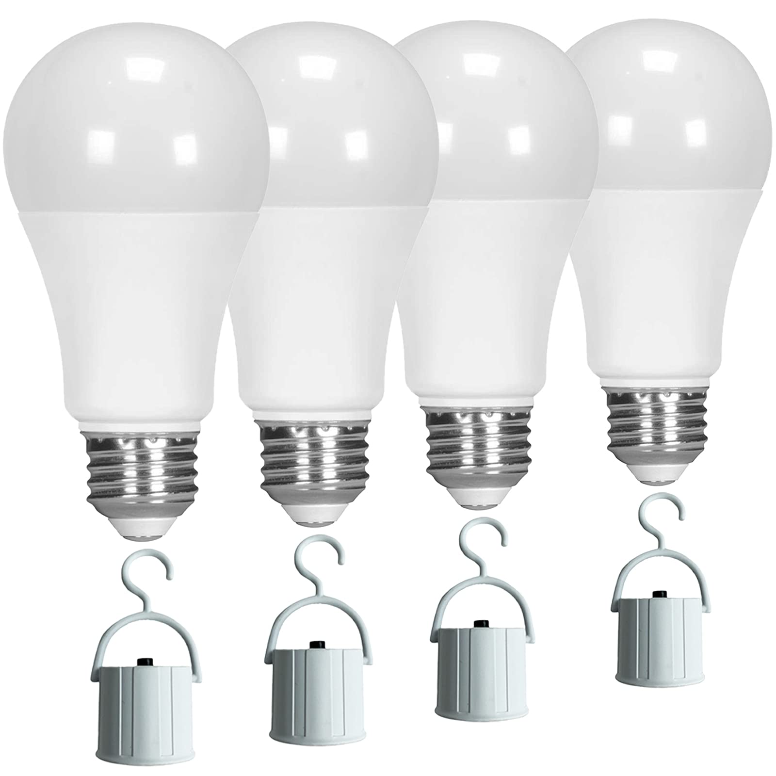 Ciata Rechargeable Light Bulbs - Battery Operated, Lasts 3-4 Hours, Pack of 4, White, Model EMB-4
