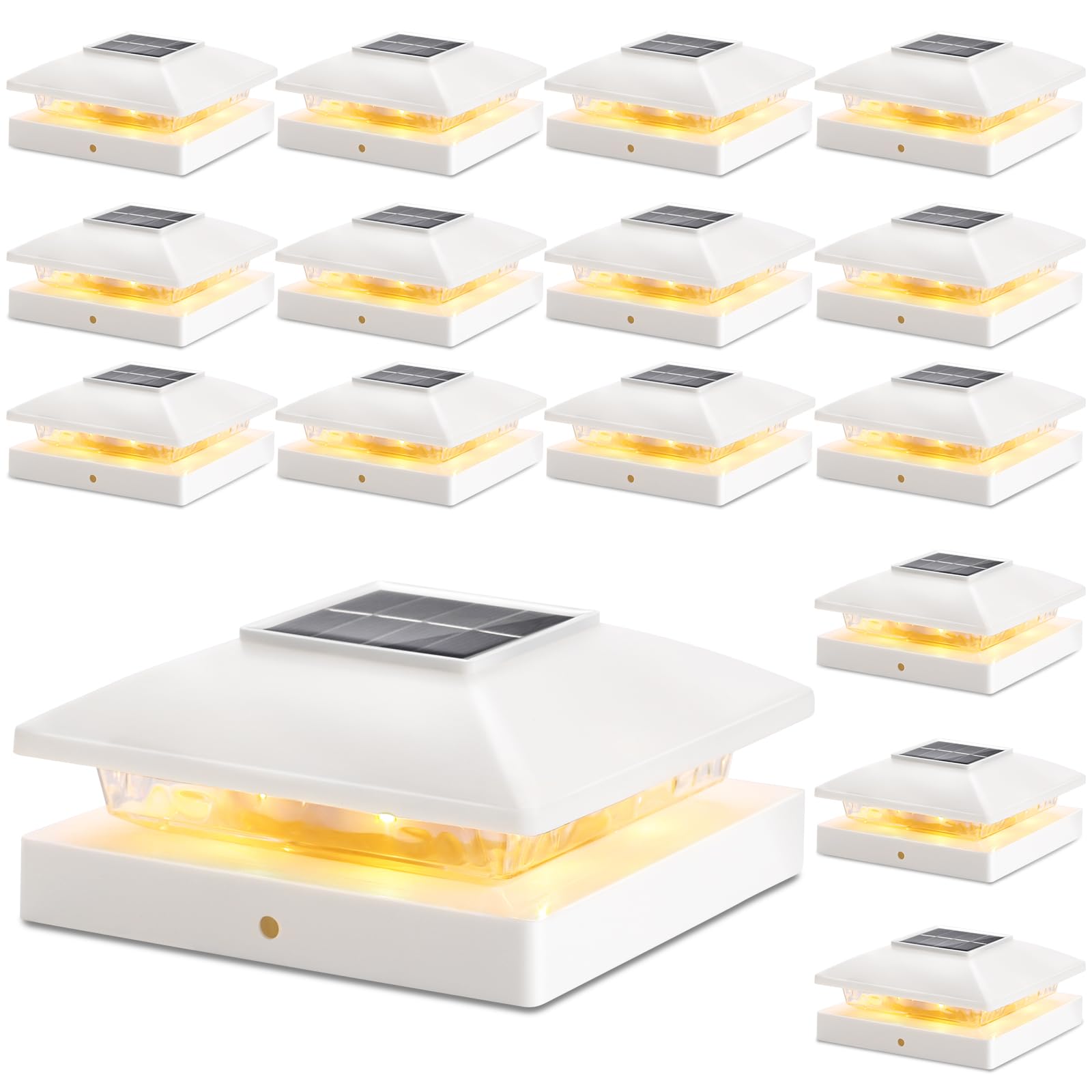 JOFIOS Solar Post Cap Lights 16-Pack, Waterproof White Deck & Fence Lights, Fits 4x4 Posts, Model JOFIOS-TD10