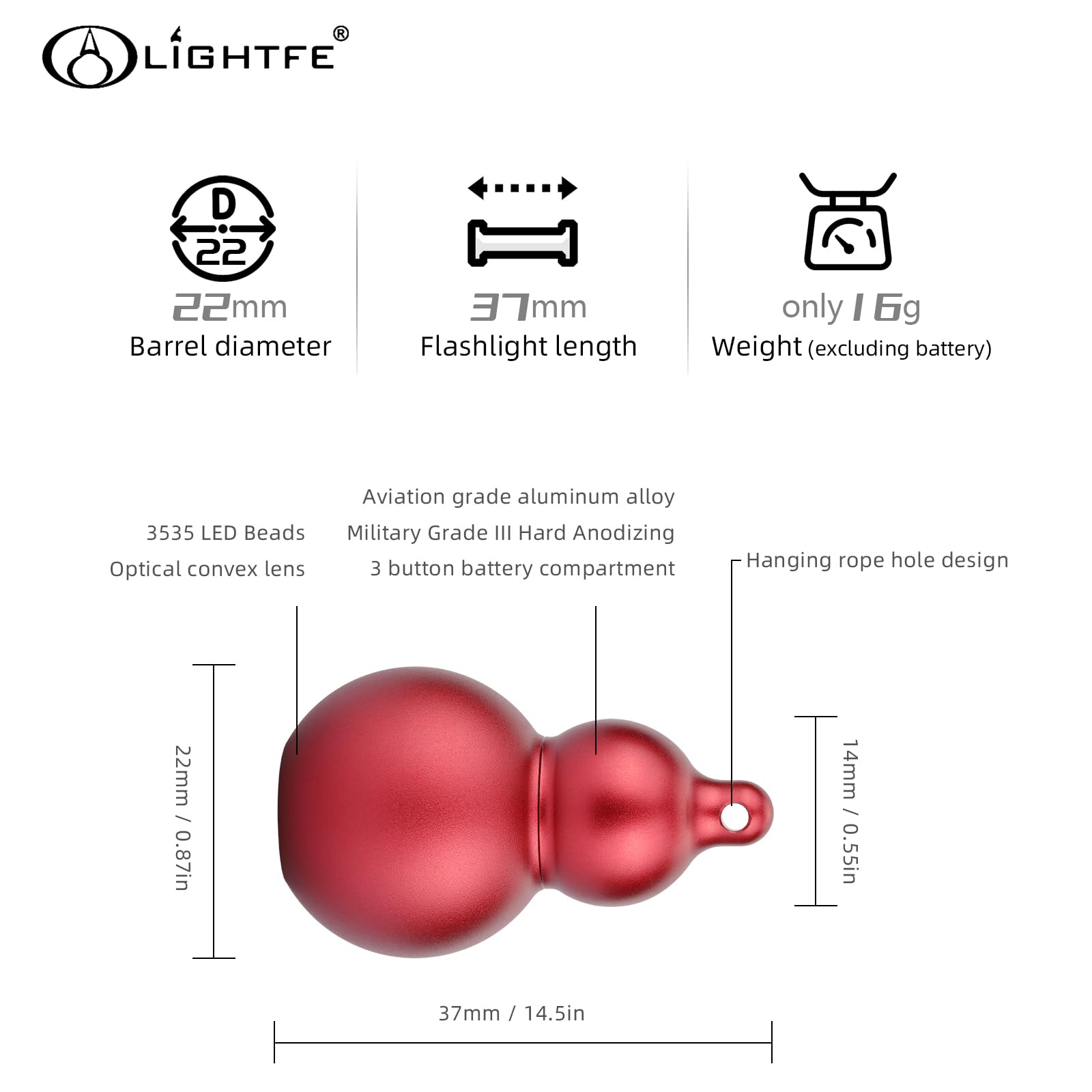 Lightfe Mini Flashlight Keychain Jewelry Mini Handheld Emergency Light (Mini02 Red)