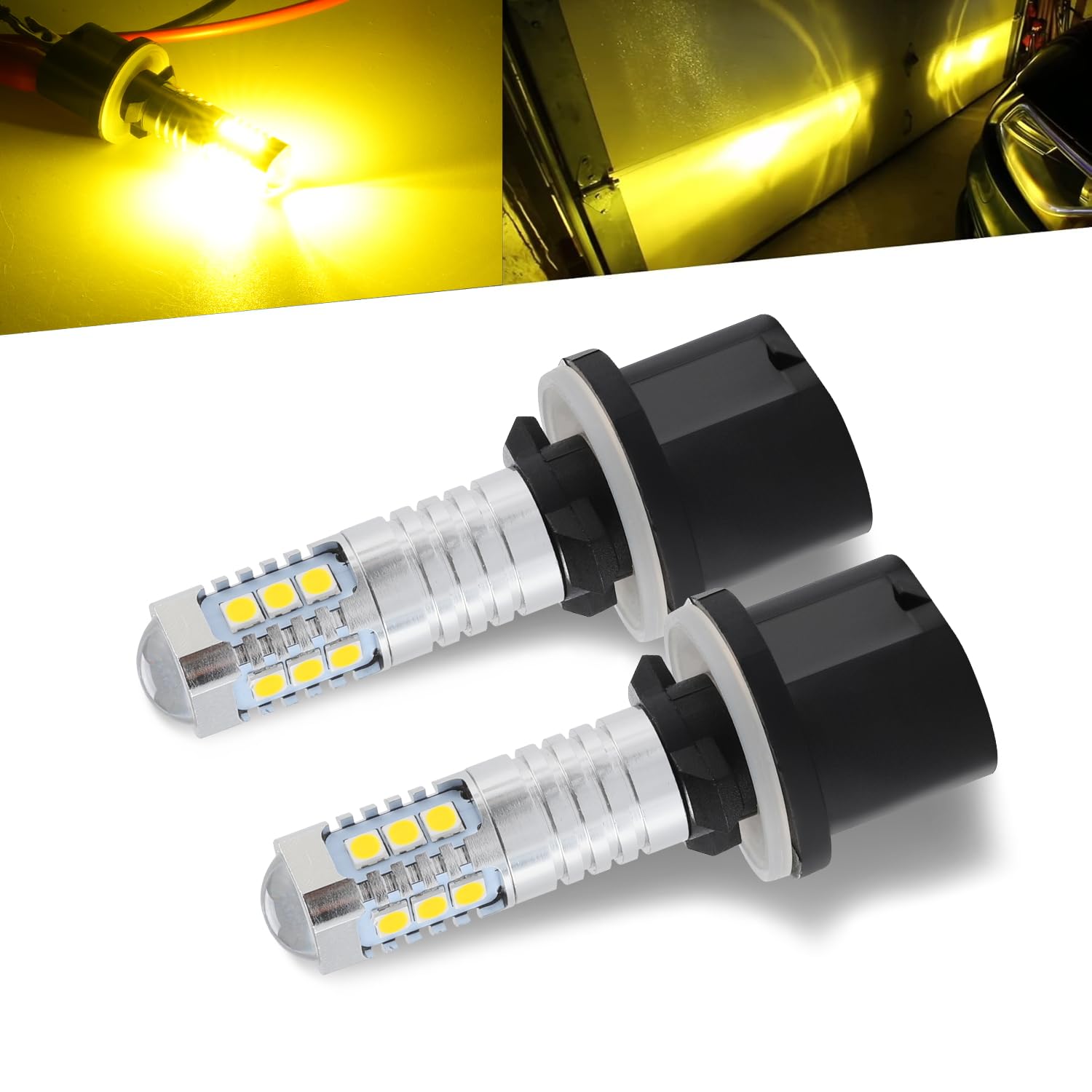 KISLED 880 LED Fog Light Bulb, Extremely Bright with Projector DRL, High Power 3030 Chips, 880 Size, Gold Yellow