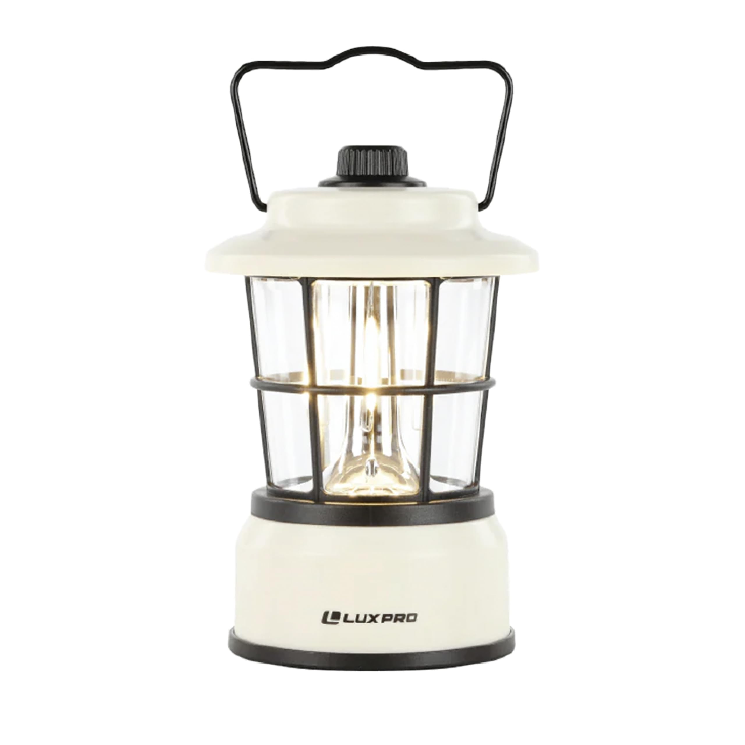 LUXPRO LP1535 Retro LED Lantern, 265 Lumen, Battery-Powered, Beige, 1-Pack, Metal