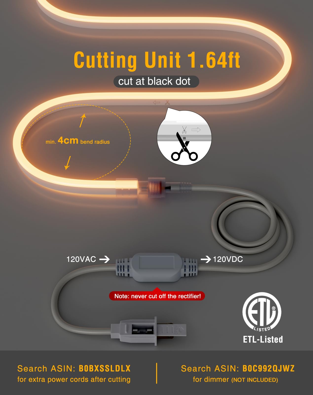 Shine Decor Led Neon Rope Lights 120Vac  120Leds/M Lum Strip Lighting End Extendable 2500K Warm White 65Ft  Water & Cold Resistant For Outdoor Indoor  4520Lm Bright 8X16Mm Etl Listed