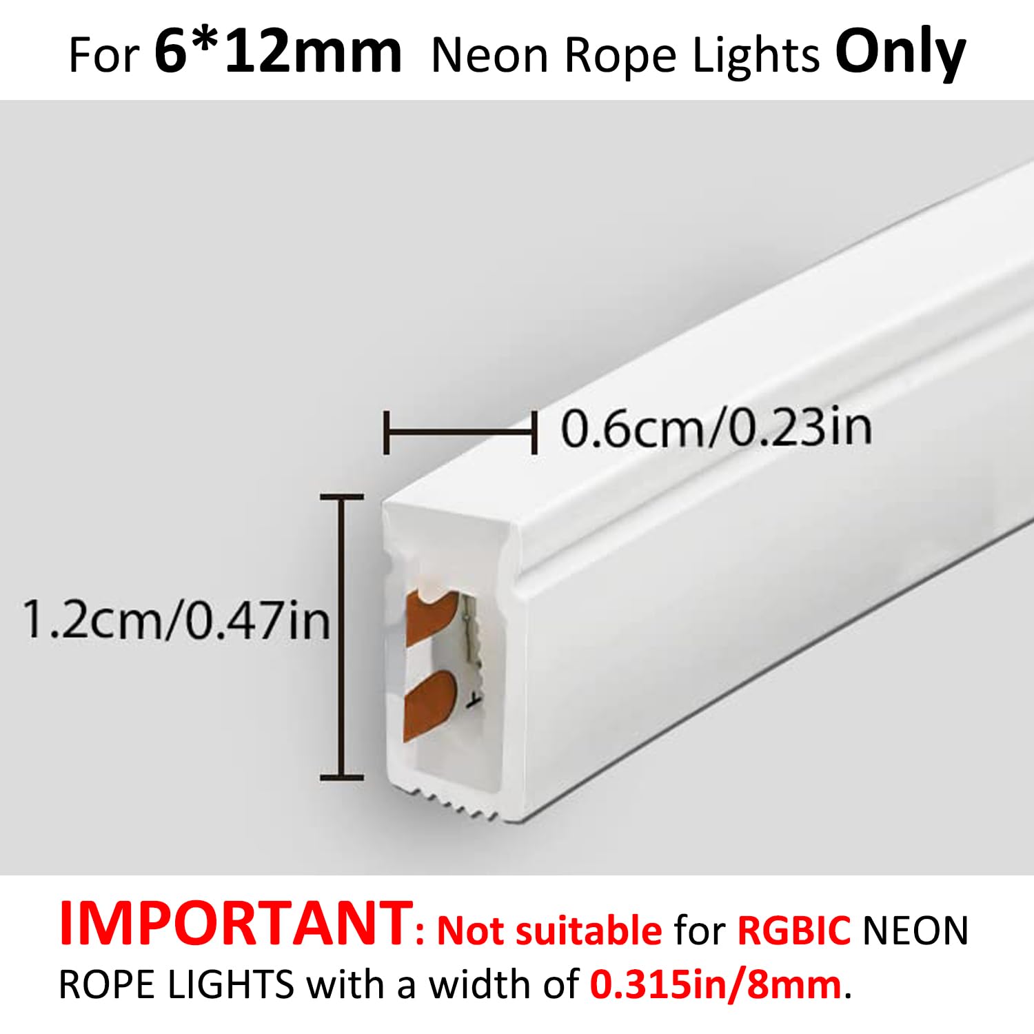 Lucienstar Neon Rope Light Mounting Brackets, PVC Clips for 6x12mm LED Strip, 100PCS, Includes 100 Screws, Neon Clips