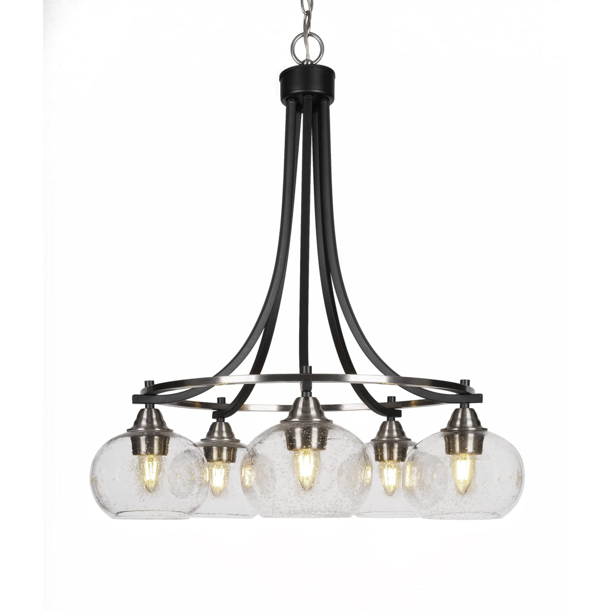 Toltec Lighting Paramount 5 Light Chandelier in Matte Black & Brushed Nickel (3415-MBBN-202)