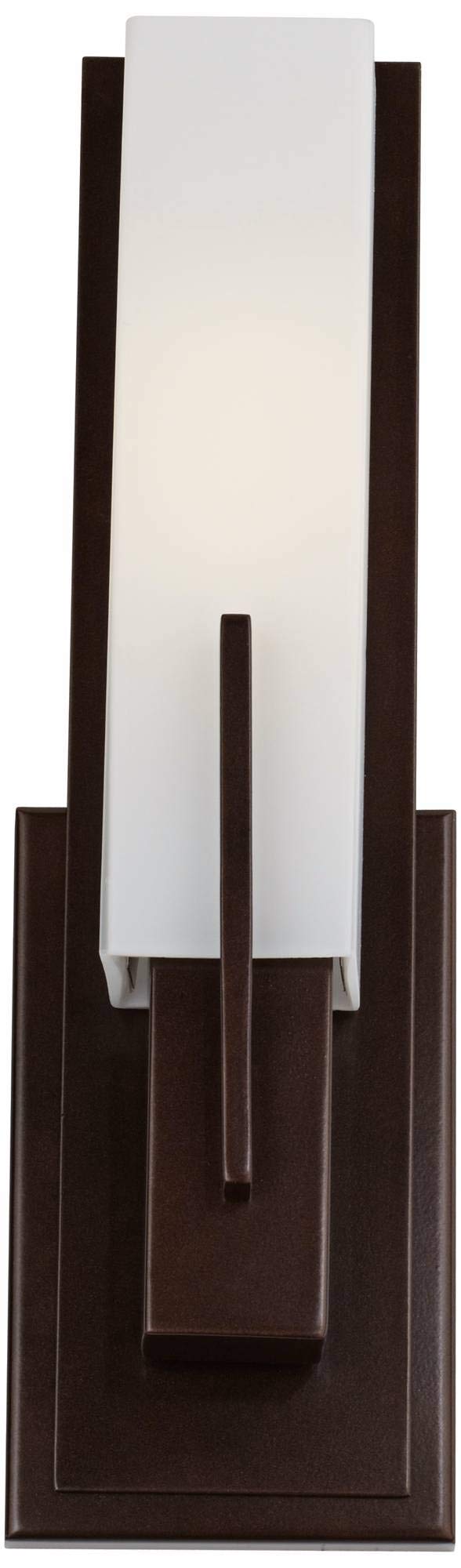 Possini Euro Design Midtown Modern Wall Light Sconce Bronze Hardwired 4 1/2'' Fixture Opal White Glass Rectangular Shade For Bed