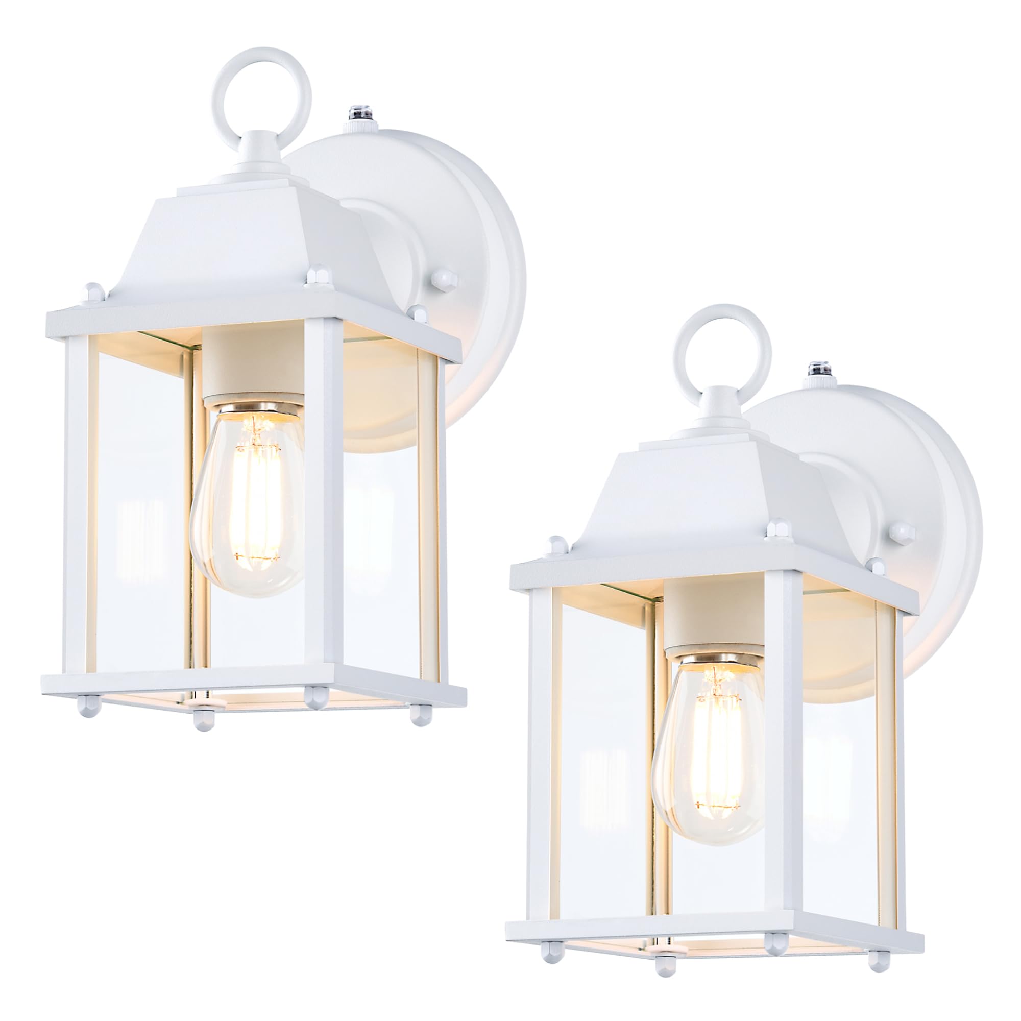 LIT-PaTH Dusk to Dawn Outdoor Wall Lantern, Waterproof Aluminum, E26 Base, 2-Pack, White, Model LT-WL009P-WT-2PK