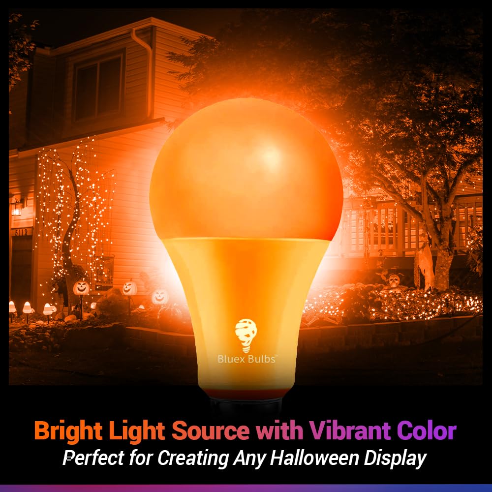 Bluex Bulbs 2 Pack Orange LED A21 Light Bulbs - 13W (100W Equivalent) - E26 Base, Perfect for Party and Holiday Lighting