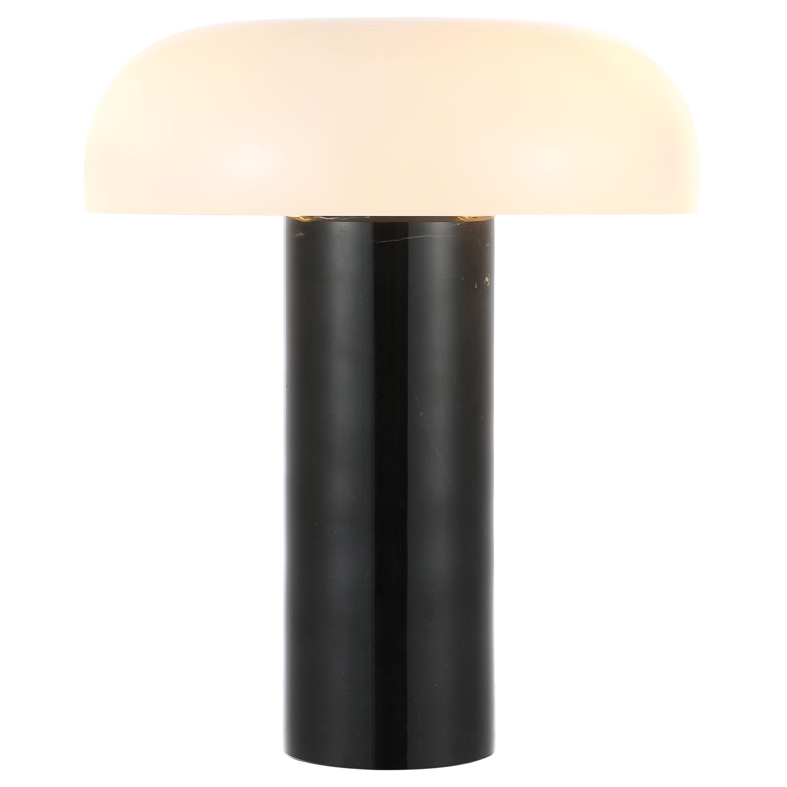 SAFAVIEH Lighting Collection Reiss Modern Black Dome 15-inch Mushroom Table Lamp, Ideal for Living Room, Bedroom, Nightstand, Ho