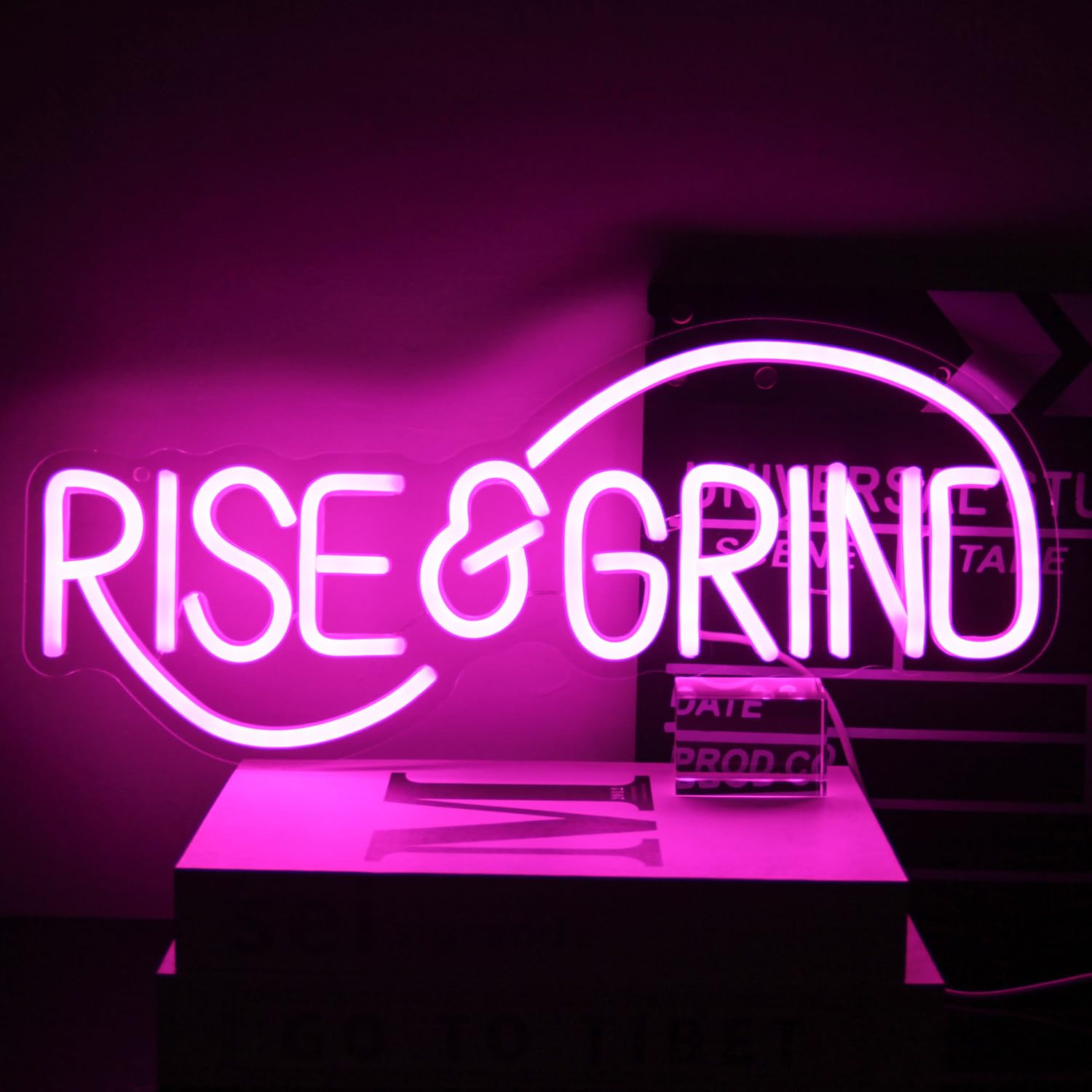 CKTBLEY Neon Sign Motivational Wall Decor LED Light for Bedroom Office Gym - Pink Acrylic