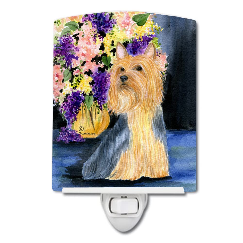 Caroline'S Treasures Ss8293Cnl Silky Terrier Ceramic Night Light Compact, Ul-Certified, Ideal For Bedroom, Bathroom, Nursery, Hallway, Kitchen, 6X4X3, Multicolor