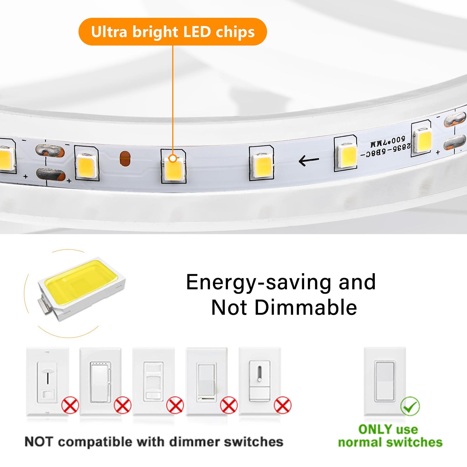 Teminbu Modern Led Ceiling Light, White 6 Rings Flush Mount Ceiling Light, 4000K Lighting Fixture Ceiling Lamp For Kitchen, Bedroom, Living Room, Laundry Room